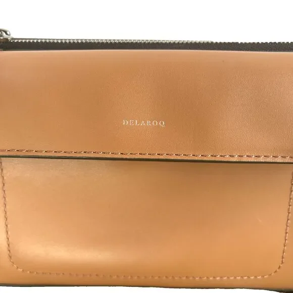 DELAROQ Triplo Caramel Leather Crossbody/Shoulder Bag W/ Adjustable Strap NEW - Picture 7 of 11
